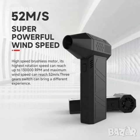 Чисто нов супер мощен безчетков вентилатор с USB за родухване 130000 об/мин ръчен електрически..., снимка 2 - Друга електроника - 51636329