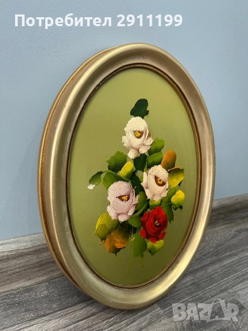 Елипсовидна маслена картина, комплект от две, снимка 7 - Картини - 51793205