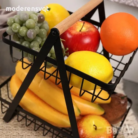 Метален кош с две нива за съхранение на плодове и зеленчуци, снимка 4 - Други стоки за дома - 49761238