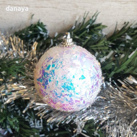 3232 Комплект топки за коледна елха с блестящи елементи, 6 броя, снимка 6 - Декорация за дома - 38492097