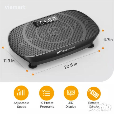 Виброплатформа MERACH CV30 Black SLIM, 10 нива на интензивност, снимка 7 - Фитнес уреди - 53048914