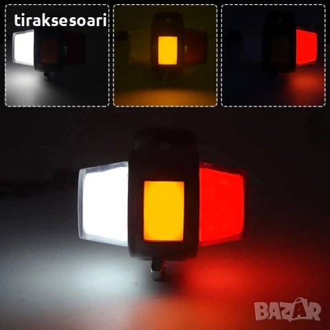 LED странични габарити тип рогче 2 броя неон ефект 12-24V червено-бяло-оранжево, снимка 8 - Аксесоари и консумативи - 52529379