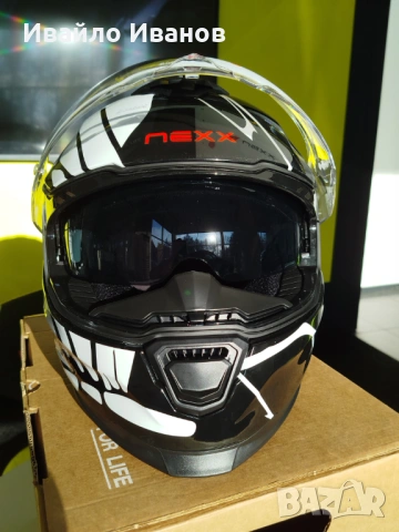  Каска Nexx Y100 B-side Black.White Размер L, снимка 7 - Аксесоари и консумативи - 53497303