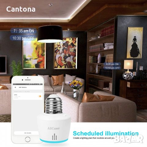 AICase Smart WiFi фасунга E27, APP управление, съвместима с Alexa, Google, гласово управление, снимка 5 - Друга електроника - 35341257