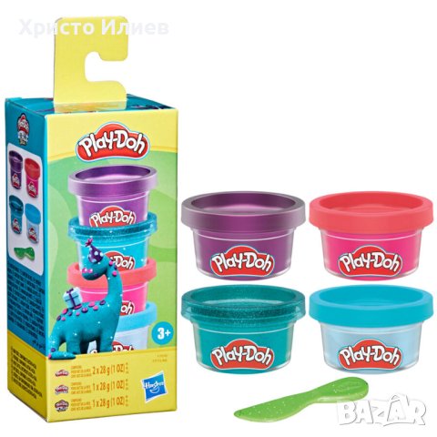 Комплект пластелин моделини Hasbro Play Doh Mini Color 4 броя и нож, снимка 4 - Пластелини, моделини и пясъци - 43723705