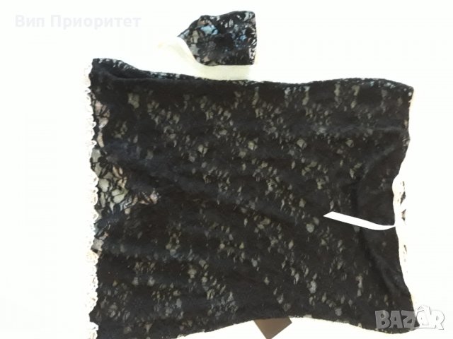 Потник-бюстие с аксесоар за ръката, черна дантела с бял завършек, снимка 2 - Бельо - 37249360