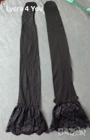 Черни чорапи с дантела, без силикон М/L размер, снимка 2 - Бельо - 44117852