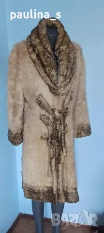 Винтидж / Топъл дамски кожух "OGANZA" / цвят Нюд с нюансирана яка, маншети и обазовка, снимка 3 - Палта, манта - 48352538