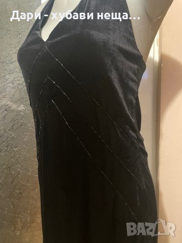 Черна рокля от кадифе, с гол гръб🍀❤️M/L❤️🍀арт.1518, снимка 3 - Рокли - 43327694