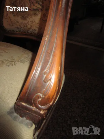 Старинен стол -СТИЛ ЛУИ 14  -ГОБЛЕНОВА ДАМАСКА, снимка 9 - Антикварни и старинни предмети - 49702011