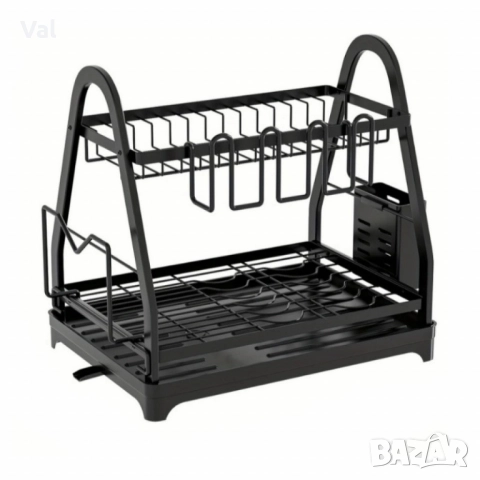 Пластмасов елегантен сушилник за съдове на две нива, снимка 4 - Аксесоари за кухня - 52405494