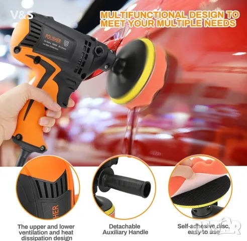  полираща машина  980W, Машини за полиране на мебели за автомобили Преносим комплект , снимка 8 - Бормашини - 48169950