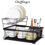 Двуетажен метален сушилник за съдове Cheffinger с отделение за прибори , снимка 6