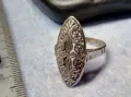 СТАРИНЕН ФЛОРАЛЕН АЖУРЕН СРЕБЪРЕН ПРЪСТЕН СРЕБРО ВИСОКА ПРОБА РЪЧНА МАЙСТРОСКА ИЗРАБОТКА 49304, снимка 11