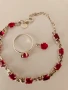 Сребърен комплект с червени камъни, снимка 4