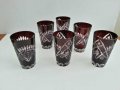 сервиз кристални чаши и гарафа цветен червен кристал , снимка 8