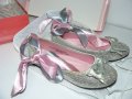 Сребристи обувки, пантофки, с панделки, панделка около глезен – 32 номер, USA1, снимка 2