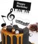 Happy Birthday пиано ноти ключ Сол музика музикален сет топери картон украса декор за торта парти, снимка 2
