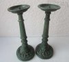  2 бр стари метални свещници, свещник, патина, свещници лофт, тамянник, антика , снимка 3