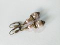 Красиви бронзови Викториански Перлени обеци с розови кристални перли, снимка 7