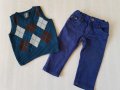 Дънки и пуловер 9-12 месеца, снимка 1 - Бебешки дънки - 28364447