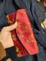 Голямо  портмоне от КОПРИНА,  японски стил, бордо на цветя, снимка 8
