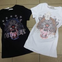 Тениска с тигър от камъни в черен и бял цвят , снимка 8 - Тениски - 33191697