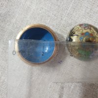 Старинна кръгла кутийка от бронз и цветен емайл, снимка 6 - Други ценни предмети - 34986305