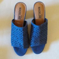 Дам.сандали/чехли-"Madeline"/изк.велур/-№39-цвят-сини. Закупени от Италия., снимка 1 - Сандали - 26229949