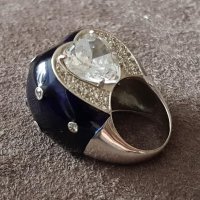 Стилен сребърен с емайл елегантен пръстен ПЛАНИНСКИ КРИСТАЛ, снимка 9 - Пръстени - 39479504