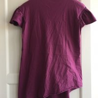 Дамска тениска ZARA, 100% памук, щампа с камъни, асиметрична, много запазена, снимка 7 - Тениски - 29005249