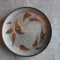 Страхотна бронзова чиния с емайл 2, снимка 5 - Антикварни и старинни предмети - 43553079