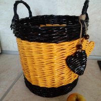 Ръчно плетен кош/панер за съхранение и декорация