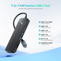 Yottamaster 7-в-1 USB C хъб, 4K HDMI, 5Gbps USB-Aх3, 100W PD USB-C, снимка 9 - Други - 42932121