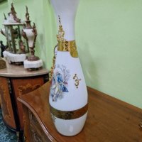 Превъзходна много красива антикварна френска стъклена ваза Опалин, снимка 5 - Вази - 43772145