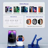 3 в 1 Нова стойка зарядно телефон слушалки часовник Магнитна станция iPhone Apple Watch AirPods, снимка 5 - Аксесоари за Apple - 40593770