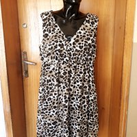 Леопардова А-образна разкроена лятна рокля ХХЛ, снимка 1 - Рокли - 32842746