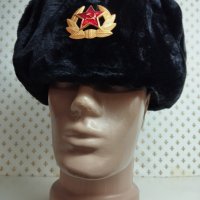 Мъжка руска шапка калпак ушанка в черен цвят -36, снимка 1 - Шапки - 34555168