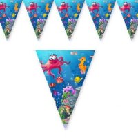 Морско дъно морски животни океан Парти Гирлянд Знаменца Флаг Банер рожден ден, снимка 1 - Други - 40568264