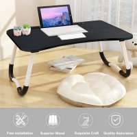 Сгъваема маса за лаптоп за легло със слот за таблет за сърфиране, работа, закуска, черен, снимка 2 - Маси - 43490200