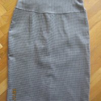 Пепитена разтеглива пола-тип молив (за офис) и блуза естествена коприна, снимка 3 - Поли - 27466473
