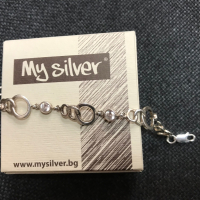 Сребърна гривна с циркони от "My Silver", снимка 3 - Гривни - 44890189