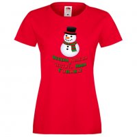 Дамска тениска Коледа Весела Коледа и Честита нова година Snowman, снимка 2 - Тениски - 34690791