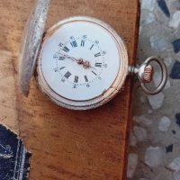 Сребърен джобен часовник,цветен емайл,1890, снимка 7 - Антикварни и старинни предмети - 43909408