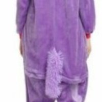 Пухкава пижама еднорог. Цвят лилав/бял. Практично закопчаване. Обща дължина 130 см, снимка 4 - Пижами - 43554570