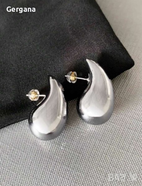 златисти / сребристи обеци капка, снимка 1