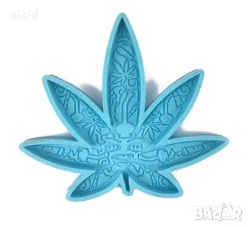 Грамадно листо Клен Канабис силиконов молд форма калъп фондан смола шоколад гипс поставка чаша, снимка 1