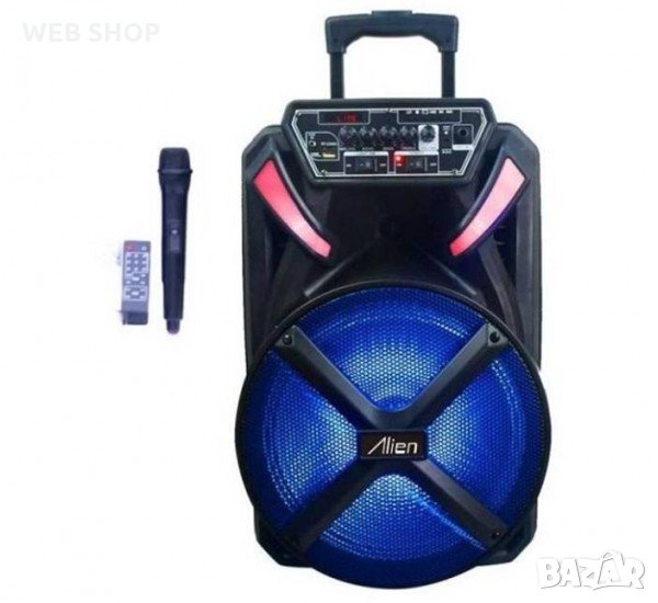 15" Караоке Тонколона 15 инча AN-1531, един безжичен Микрофон, акумулаторна батерия, Bluetooth, FM р, снимка 1
