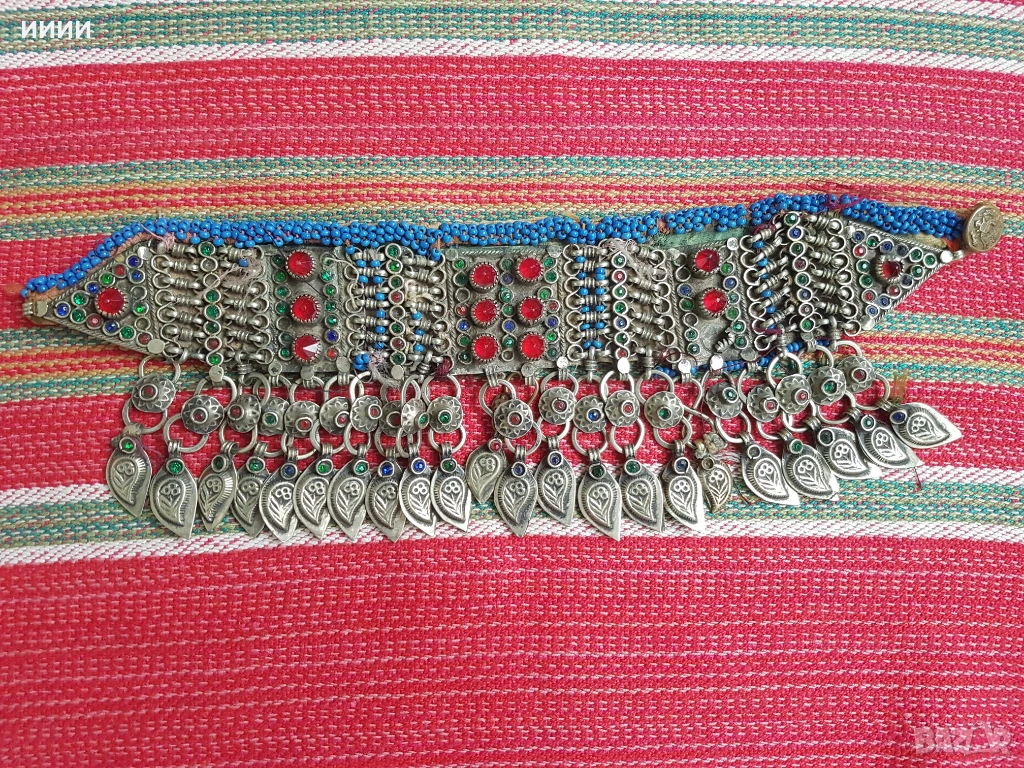 Родопски османски сребърен прочелник трепка кучка сокай накит , снимка 1
