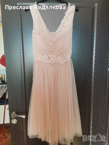 Официална дамска рокля, размер М, цвят праскова, снимка 1